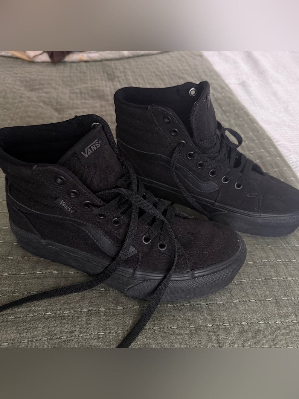 Vans Sk8-Hi Black on Black High Top Sneakers - Women’s Size 7.5